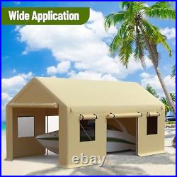 Carport 10x20ft, Heavy Duty Carport with Roll-up Ventilated Windows