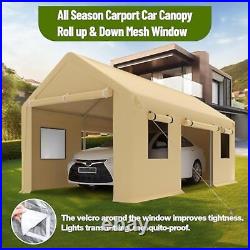 Carport 10x20ft, Heavy Duty Carport with Roll-up Ventilated Windows