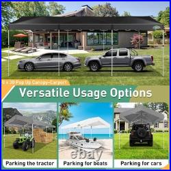 Carport 10x30 Pop Up Canopy Car Tent with One Push Center Lock, Outdoor Garage, 