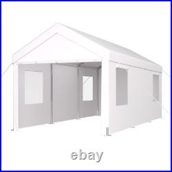 Carport 12' x 20' Portable Garage, Heavy Duty Canopy withRoll-up 2 Doors&4 Windows