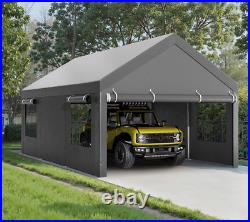 Carport, 12X20 Ft Heavy Duty Carport Canopy with Roll-Up Windows, Portable Garag