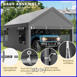 Carport, 12X20 Ft Heavy Duty Carport Canopy with Roll-Up Windows, Portable Garag