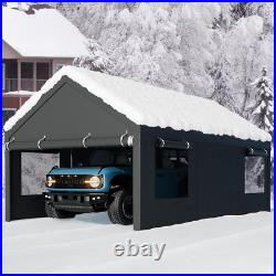 Carport, 12X20 Ft Heavy Duty Carport Canopy with Roll-Up Windows, Portable Garag