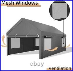Carport, 12x20 FT Heavy Duty Carport with Roll-Up Window and Sandbags