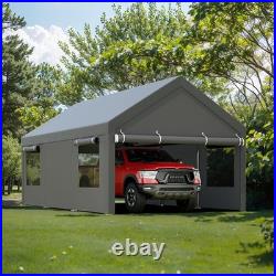 Carport, 12x20 FT Heavy Duty Carport with Roll-Up Window and Sandbags