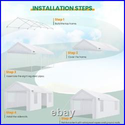 Carport 12x20ft Heavy Duty Canopy Tent Portable Garage with Removable Sidewalls