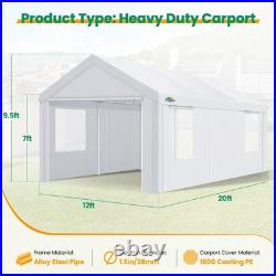 Carport 12x20ft Heavy Duty Canopy Tent Portable Garage with Removable Sidewalls
