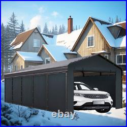 Carport 12x25 ft Heavy Duty Metal Carport Kits Outdoor Shelter Garage withSidewall