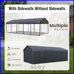 Carport 12x25 ft Heavy Duty Metal Carport Kits Outdoor Shelter Garage withSidewall