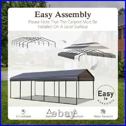 Carport 12x25 ft Heavy Duty Metal Carport Kits Outdoor Shelter Garage withSidewall