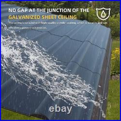 Carport 12x25 ft Heavy Duty Metal Carport Kits Outdoor Shelter Garage withSidewall