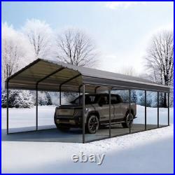 Carport 12x25 ft Heavy Duty Metal Carport Kits Outdoor Shelter Garage withSidewall