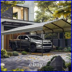 Carport 12x25 ft Heavy Duty Metal Carport Kits Outdoor Shelter Garage withSidewall