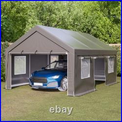 Carport 13' x 20' Heavy Duty Car Port with Roll-up Sidewall & Ventilated Windows