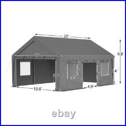 Carport 13' x 20' Heavy Duty Car Port with Roll-up Sidewall & Ventilated Windows