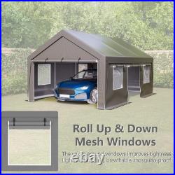 Carport 13' x 20' Heavy Duty Car Port with Roll-up Sidewall & Ventilated Windows