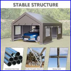 Carport 13' x 20' Heavy Duty Car Port with Roll-up Sidewall & Ventilated Windows