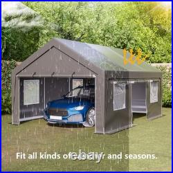 Carport 13' x 20' Heavy Duty Car Port with Roll-up Sidewall & Ventilated Windows