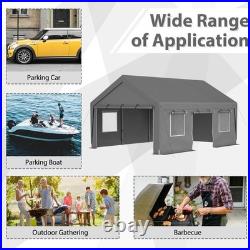 Carport 13' x 20' Heavy Duty Car Port with Roll-up Sidewall & Ventilated Windows