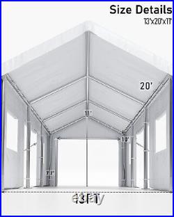 Carport 13'x20' Portable Garage, Heavy Duty Carport Canopy, Reinforced Steel