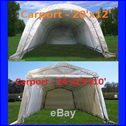 Carport 20'x12, 24'x13' Garage Storage Canopy Shelter Shed Grey/White