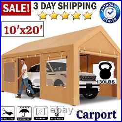 Carport Canopy 10x20 Heavy Duty with Roll-up Ventilated Windows&Doors Portable