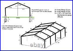 Carport Canopy EMT Pipe Fittings Kit 1-3/8 Low Peak Connectors, 8 Legs