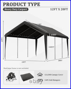 Carport Canopy Replacement Cover 12X20 Heavy Duty Outdoor Portable Car Canopy Ox