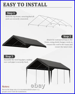 Carport Canopy Replacement Cover 12X20 Heavy Duty Outdoor Portable Car Canopy Ox