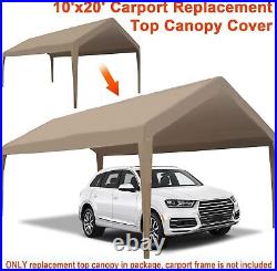 Carport Canopy Replacement Cover Waterproof UV Resistant 10'x20' Light Brown