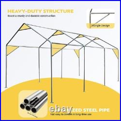 Carport Car Canopy Garage Shelter Shed Tent 12x20' Zippered Doors & Sidewalls