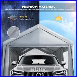 Carport Car Canopy Garage Shelter Shed Tent 12x20' Zippered Doors & Sidewalls