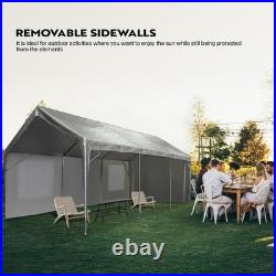 Carport Car Canopy Garage Shelter Shed Tent 12x20' Zippered Doors & Sidewalls