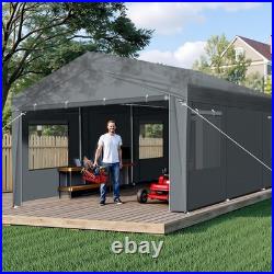 Carport Car Canopy Garage Shelter Tent 12x20FT 8 Legs Sidewalls & Windows