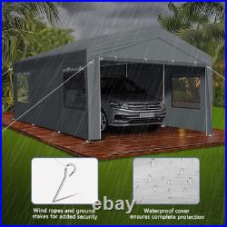Carport Car Canopy Garage Shelter Tent 12x20FT 8 Legs Sidewalls & Windows
