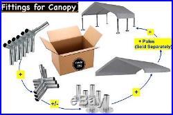 Carport Kits with Heavy Duty Valance Top + Foot Pads witho Poles/Legs SILVER Color