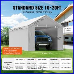 Carport Replacement Canopy Cover Top + Side Wall 10 x 20 ft, Garage Tent Shel
