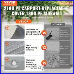 Carport Replacement Canopy Cover Top + Side Wall 10 x 20 ft Tent Shelter Tarp