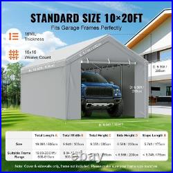 Carport Replacement Canopy Cover Top + Side Wall 10 x 20 ft Tent Shelter Tarp
