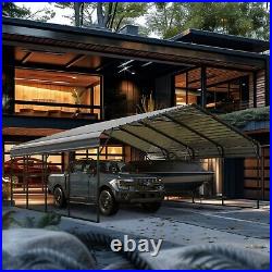 Carport with Galvanized Steel Roof Sturdy 20x20ft Metal Carport with Sidewall