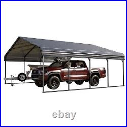 Carport with Galvanized Steel Roof Sturdy 20x20ft Metal Carport with Sidewall