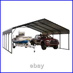 Carport with Galvanized Steel Roof Sturdy 20x20ft Metal Carport with Sidewall