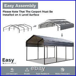 Carport with Galvanized Steel Roof Sturdy Metal Carport for Cars, Boats 5 Size