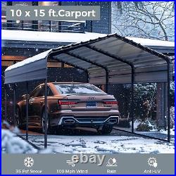 Carport with Galvanized Steel Roof Sturdy Metal Carport for Cars, Boats 5 Size