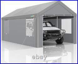 Carports 10X20 Heavy Duty Car Canopy Garage with Removable Sidewalls, Galvanized