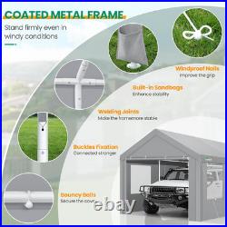 Carports 10X20 Heavy Duty Car Canopy Garage with Removable Sidewalls, Galvanized