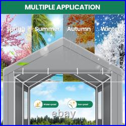 Carports 10X20 Heavy Duty Car Canopy Garage with Removable Sidewalls, Galvanized