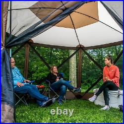 Clam Quick Set Escape Pop Up Camping Gazebo Canopy Screen Shelter, Brown (Used)