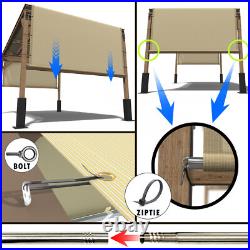 ColourTree Pergola Sun Shade Cover Universal Replacement Canopy with Rods, Beige