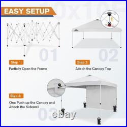 Commercial Canopy 10x10 Pop Up Canopy Tent with 1 Sidewall, Easy Setup Heavy